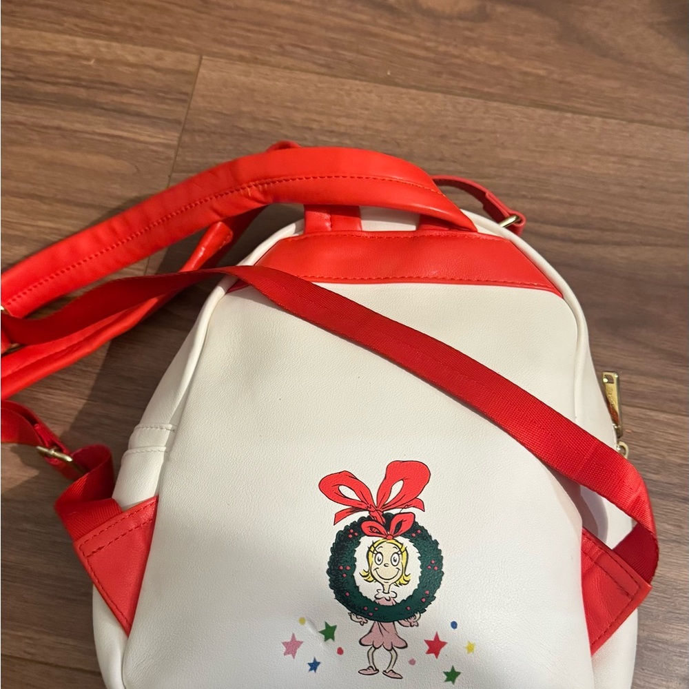Loungefly Cream & Red Grinch Holiday Mini Backpack - Picture 4 of 6
